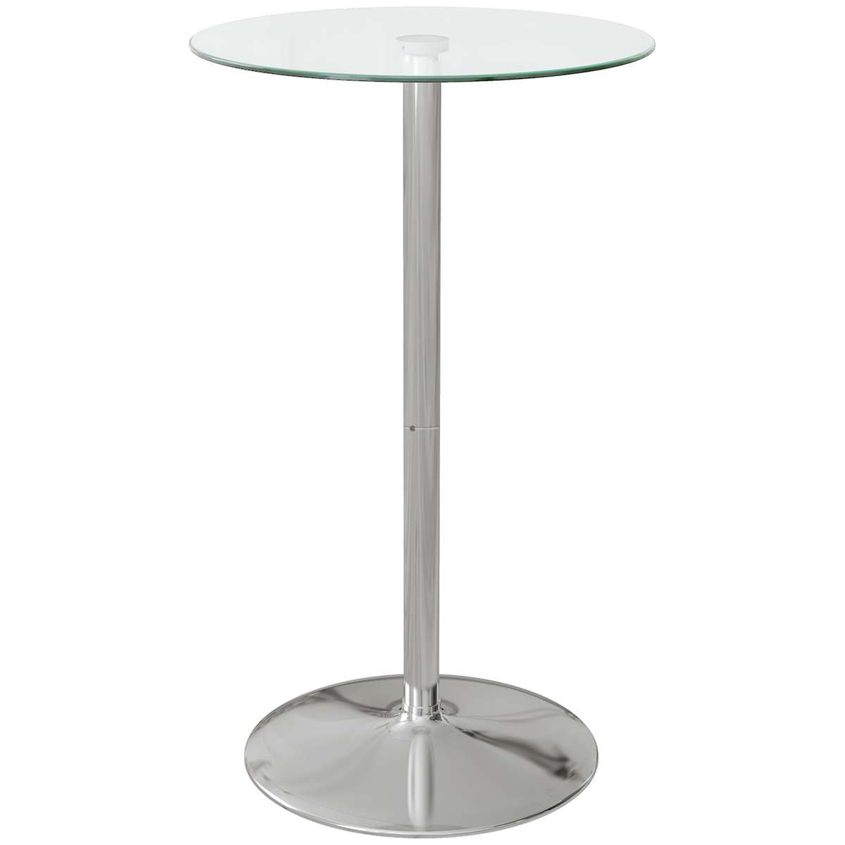 High Top Bar Table, Round Kitchen Table With Tempered Glass Top And Steel Base, Bistro Table For 2 People, Clear