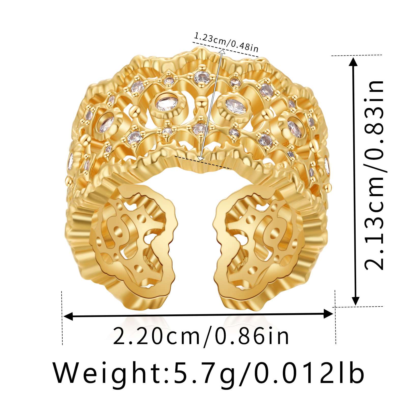 18K Gold Plated Brass Ring, Elegant Animal Butterfly Design Zircon Water Drop Finger Ring
