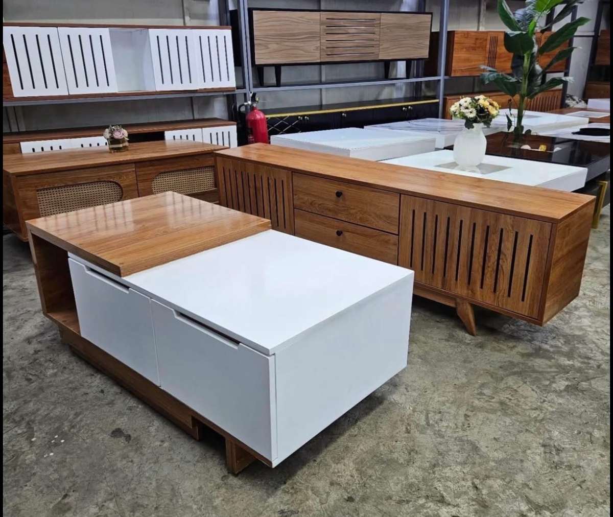 Readily available tv stand and coffee table