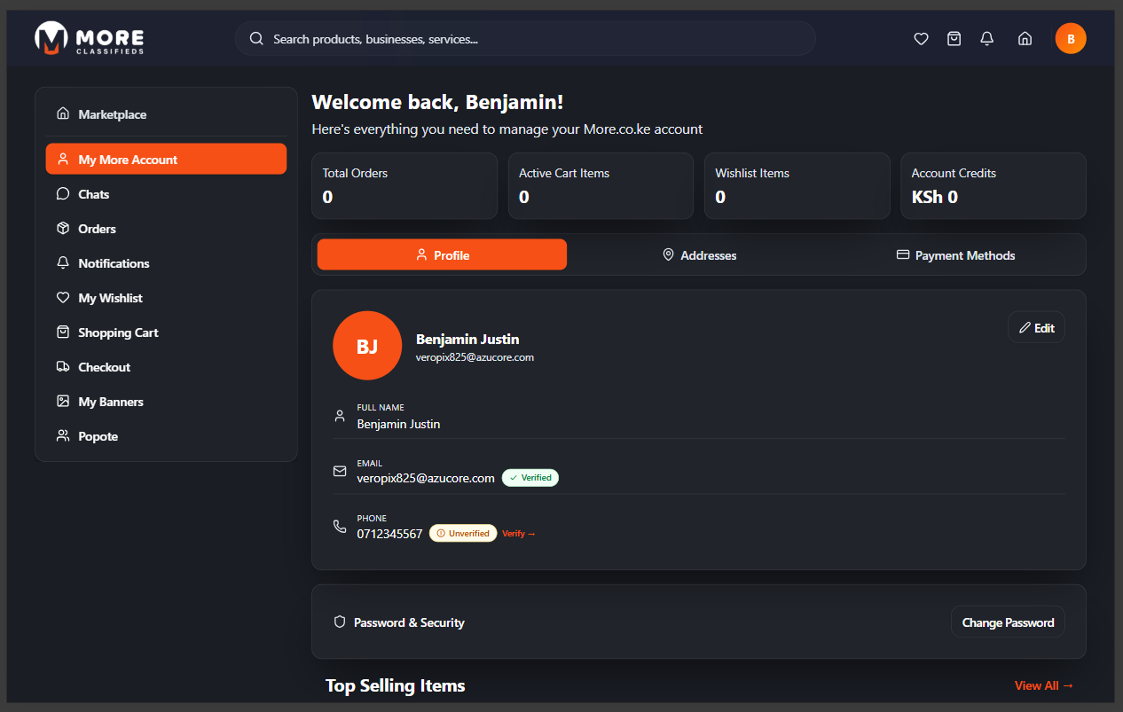 My More Account — desktop