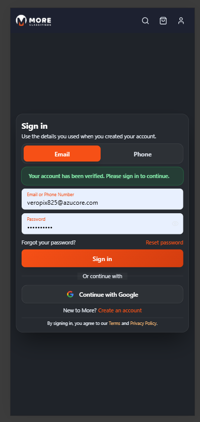 Post-verification mobile