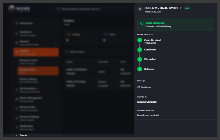 Order detail completed