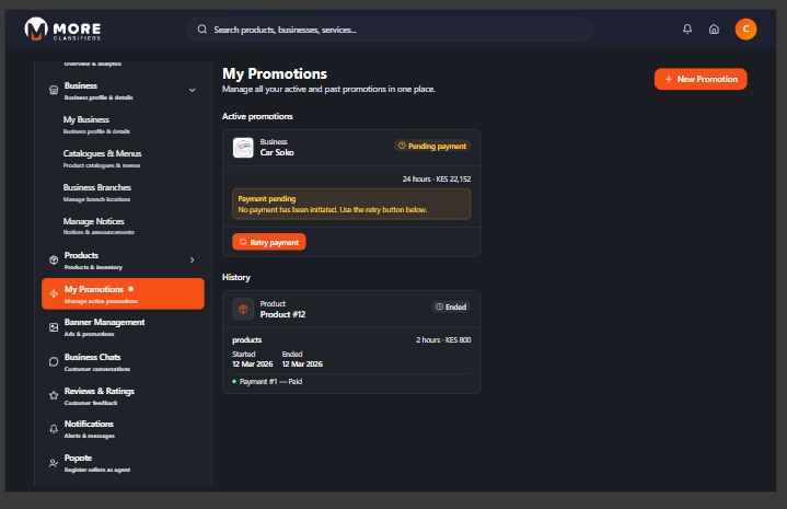 My Promotions desktop